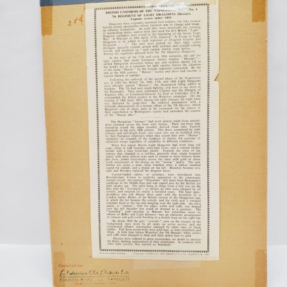 Old Authentic Military Print Regiment of Light Dragoons HUSSARS Officer - Picture 4 of 4